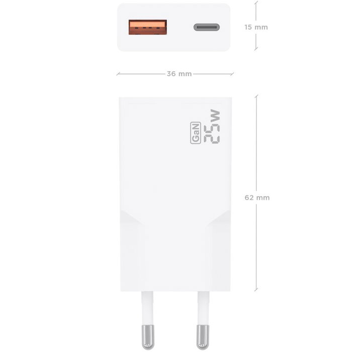 Aisens Cargador GaN 25W con USB-C y USB-A Blanco A110-1000 Aisens Cargador GaN 25W con USB-C y USB-A Blanco A110-1000
